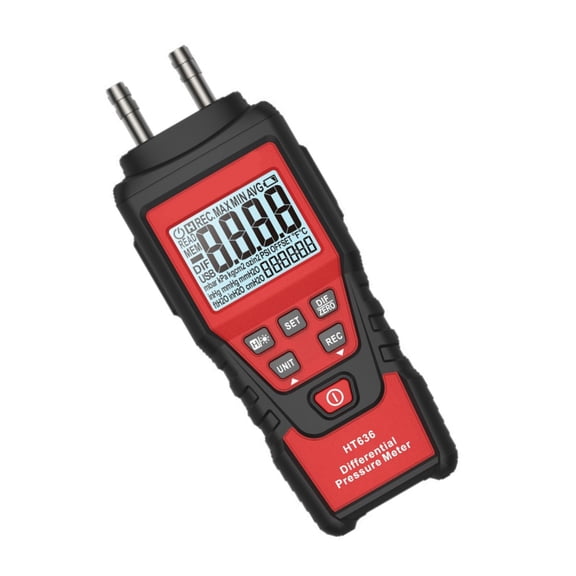 Professional Digital Manometer with Multiple Units Differential Pressure Detect for Air Duct Testing & Automotive Repair