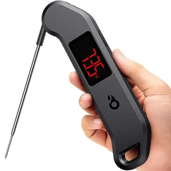 Professional Digital Meat Thermometer, 1 Sec Instant Read, 0.5 Accuracy NIST&NSF Certified Food Thermometer, Auto-Rotate Bright LED Screen, Highly Waterproof Cooking Thermometer for Grill BBQ, Blac