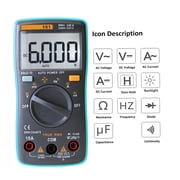 Professional Digital Multimeter 6000 Counts Tester for Volts AC DC Current Resistance Diode and Capacitance Handheld Multi Meter DMM with Backlit LCD Screen 5.1 in / 13 cm