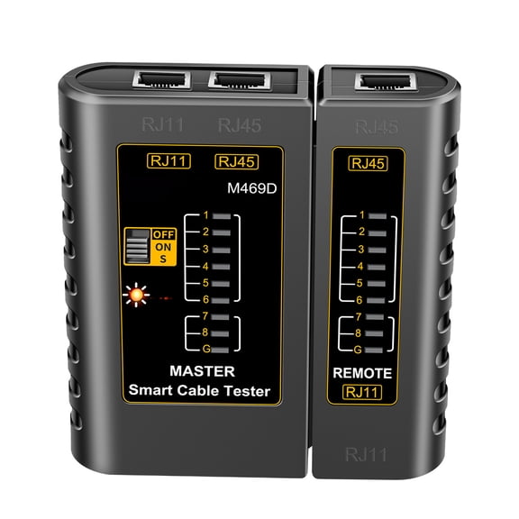 Professional Digital Network Cable Tester Pairing Instrument for RJ11 RJ45 Multi Function Ethernet Telephone Wire Line Continuity and Shielded Cable Tracker Diagnostics Tool Kit (Black)