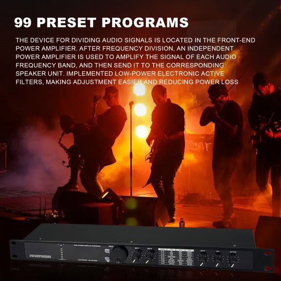 Professional Digital Reverb DSP Audio Processor with 199 Sound Effects Equalizer, Compact Studio Live Sound Effects Unit for Musicians Sound Engineers
