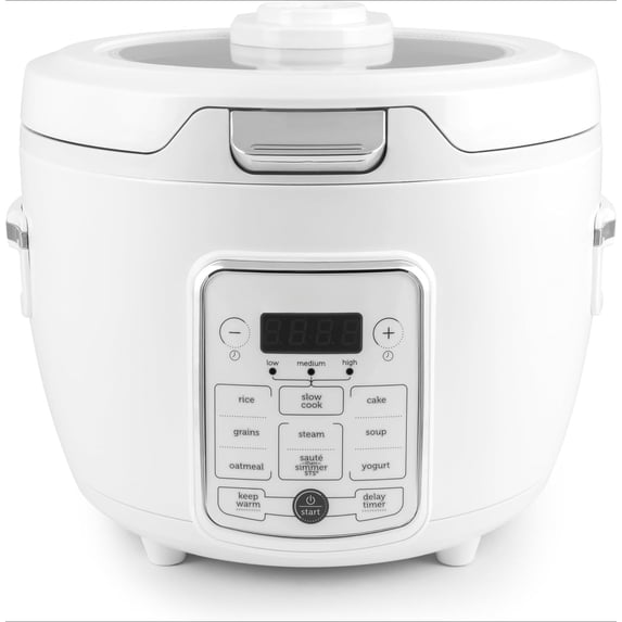 Professional Digital Rice Cooker, 10-Cup (Uncooked) / 20-Cup (Cooked), Slow Cooker, Multicooker, Steamer, Oatmeal Cooker, Auto Keep Warm, Sauté-then-Simmer®, 4 Qt, White, ARC-1230W