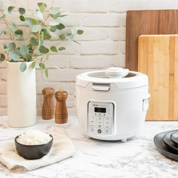 Professional Digital Rice Cooker, 10-Cup (Uncooked) / 20-Cup (Cooked), Slow Cooker, Multicooker, Steamer, Oatmeal Cooker, Auto Keep Warm, Saut-then-Simmer , 4 Qt, White, -1230W
