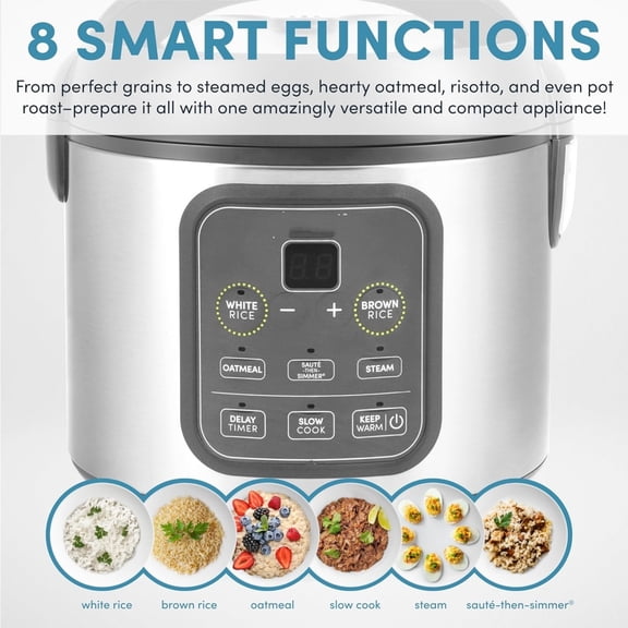 Professional Digital Rice Cooker, Multicooker, 4-Cup (Uncooked) / 8-Cup (Cooked), Steamer, Slow Cooker, Grain Cooker