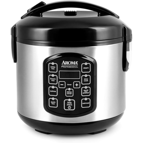 Professional Digital Rice Cooker, Multicooker, 4-Cup (Uncooked) / 8-Cup (Cooked), Steamer, Slow Oatmeal STS, Auto Keep Warm, 2 Qt, Stainless Steel Exterior, ARC-954SBD