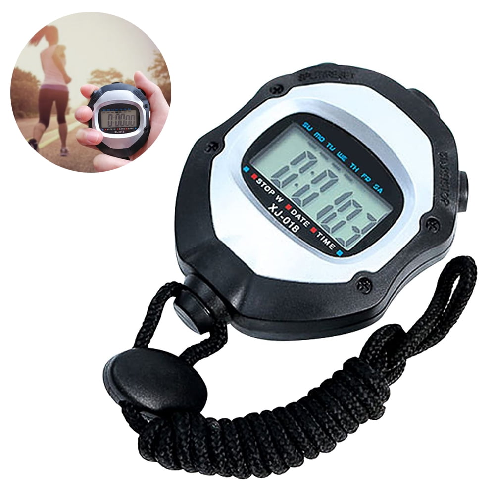 Temporizador de cronometro digital profesional cronometro deportivo con carrera o ritmo memoria dividida de vuelta segunda sincronizacion pantalla LCD de retroiluminacion grande cronometro multifuncio...