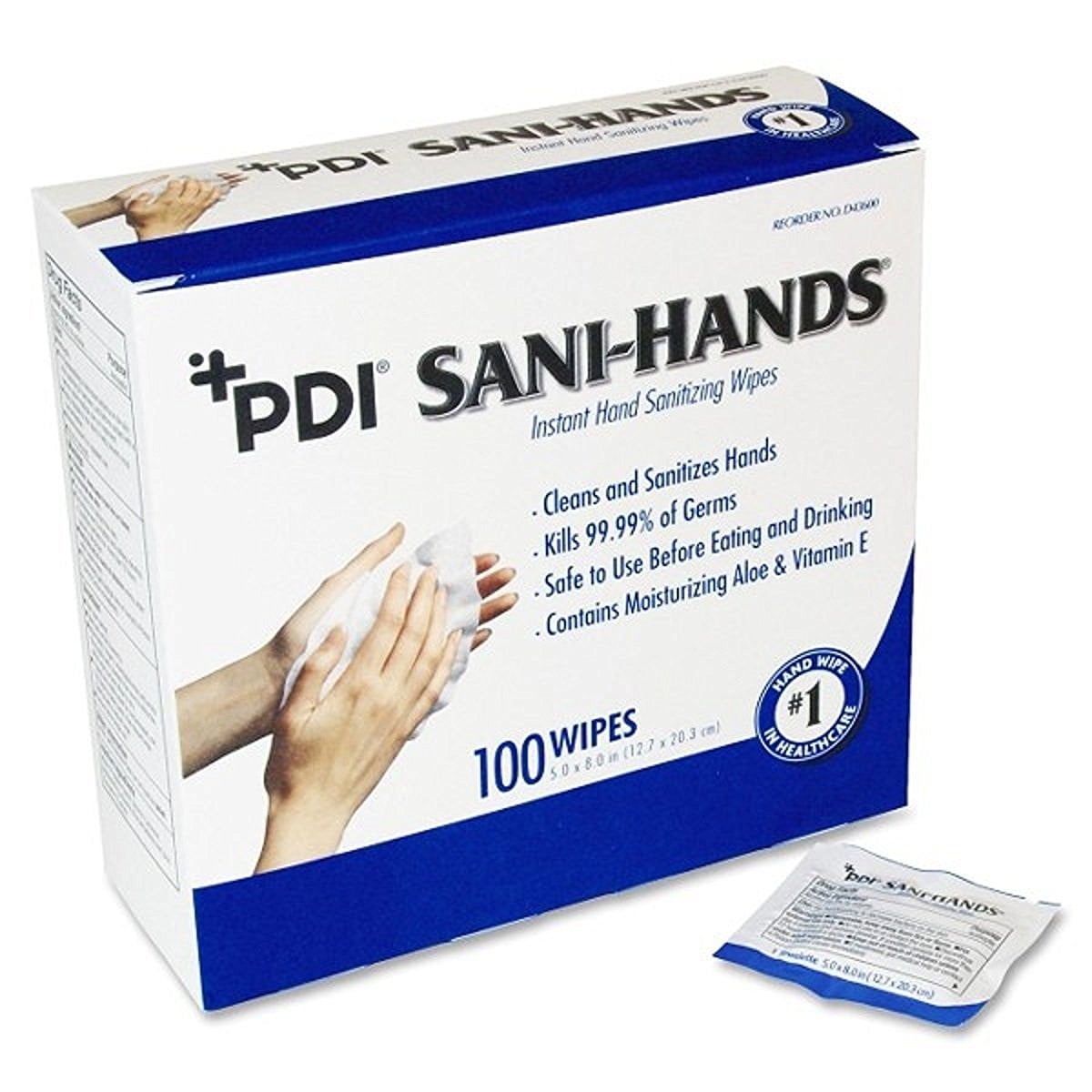 Professional Disposables Sanitizing Skin Wipe Sani-Hands Alcohol Hand Sanitizer Wipes, 100 per Pack, 2 Boxes
