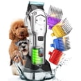 thumbnail image 1 of Professional Dog Clippers: Cordless Rechargeable Thick Hair Clipper With Detachable Metal Combs  Low Noise Heavy-duty Pet Clippers For Curly/fine/wavy 676pro (silver), 1 of 8