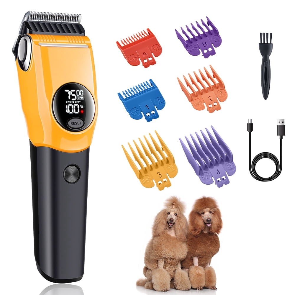 View of Professional Dog Grooming Clipper Set, 3 Speed Heavy Duty Cordless Hair ...