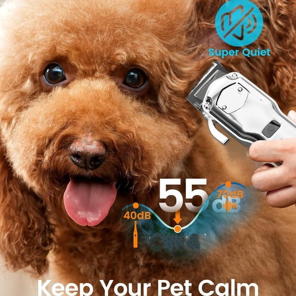 Professional Dog Grooming Clippers: Cordless Rechargeable Thick Hair Clipper with Detachable Metal Combs, Low Noise Heavy-Duty Pet Clippers for Curly/Fine/Wavy Hair, 676pro