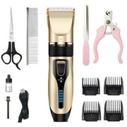 Professional Dog Grooming Kit - 5 Speed Dog Clipper for Grooming, Cordless Electric Dog Trimmer with Adjustable Clipper Comb & Detachable Blades,Shaver for Dogs Cats Pets Animals