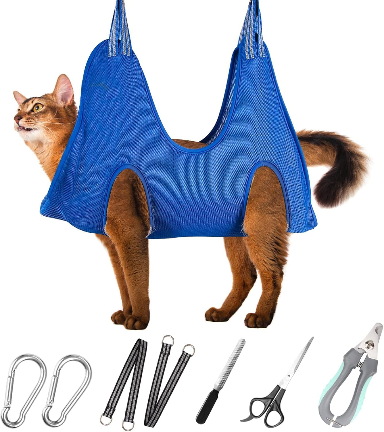 Professional Dog Grooming Kit,Pet Grooming Hammock Harness for Cats & XS Small Dogs，with Nail Clippers, Nail File, Scissors