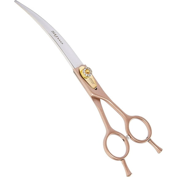 Professional Dog Grooming Scissors Rose Gold 440C Stainless Steel 7.5" Curved Shears for Pet Grooming Services Dogs and Cats