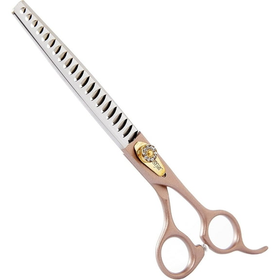 Professional Dog Grooming Scissors Rose Gold 440C Stainless Steel Straight Thinning 7" Chunker Shears for Pet Grooming Services Dogs and Cats