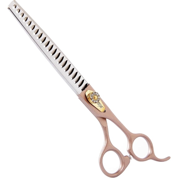 Professional Dog Grooming Scissors Rose Gold 440C Stainless Steel Straight Thinning 7" Chunker Shears for Pet Grooming Services Dogs and Cats