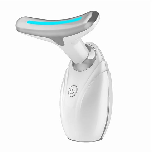 Professional Dolphin-Tail Neck and Face Massager, 3-in-1 Handheld Wellness Tool with Multi-Mode Light and Heat technology, Portable Rechargeable Skin Care Wand for Home Spa, White