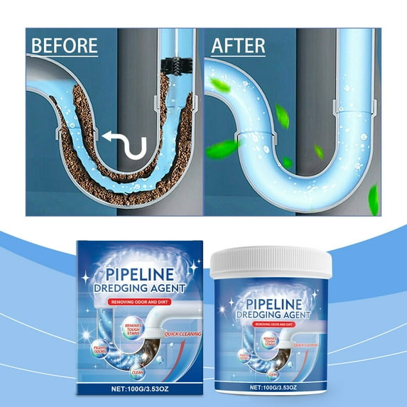 Professional Drain Cleaner Powder - Fast Acting Pipe Unclogger for Kitchen Sink, Shower, Bathtub Drain Maintenance, Septic Safe Hair & Grease Remover (12 Uses per Jar)