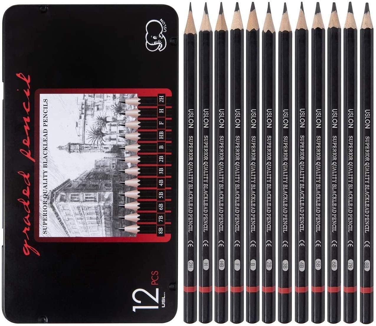 Premium Sketch Pencil Set - 12 Professional Graphite Pencils