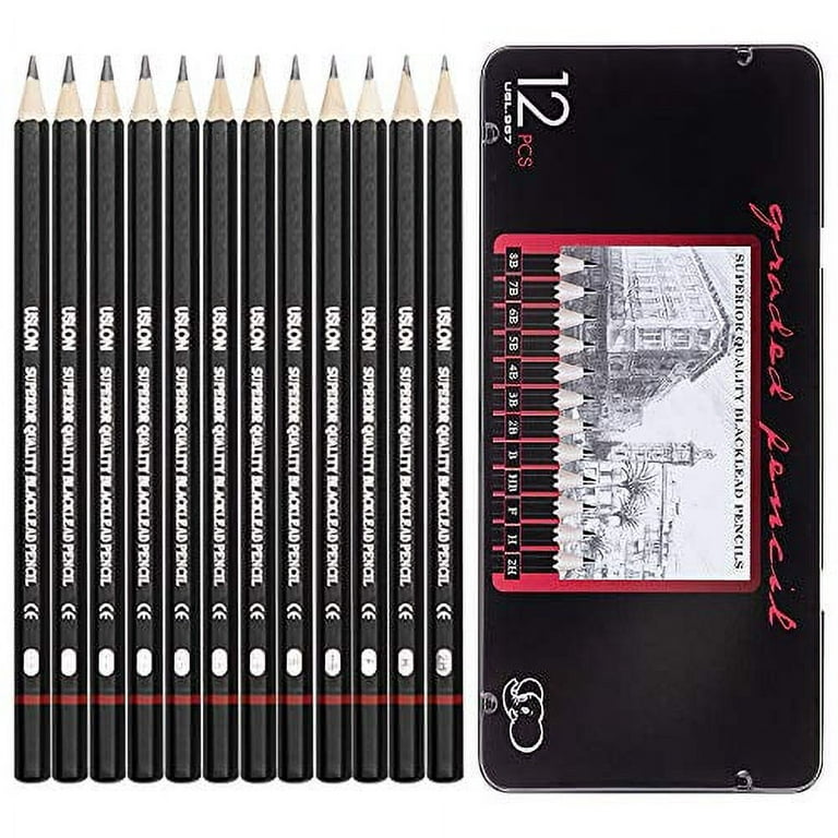 Professional Drawing Sketching Pencil Set - 12 Pieces Drawing Art Pencils  (8B - 2H) Graphite Shading Pencils for Beginners & Pro Artists 