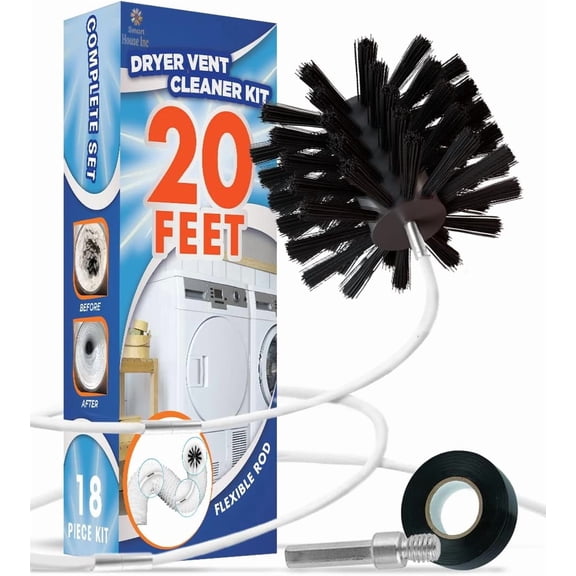 The Professional Dryer Vent Cleaner Kit -(20-Feet) Innovative Lint Remover Reusable Strong Nylon| Flexible Lint Brush with Drill Attachment for Faster Cleaning