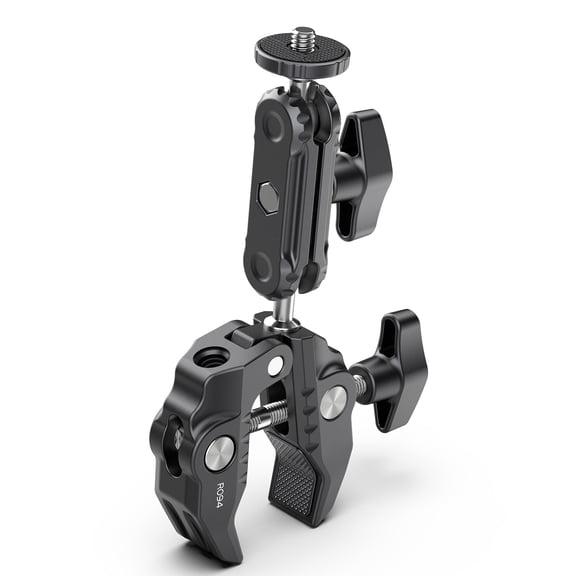 Professional Dual Ball Head Super Clamp Bracket Monitor Mount with 360 Degree Rotation 1/4 and 3/8 Thread Aluminum Alloy Universal Camera Joint Joint Holder Arm for Field Monitor Light Setup