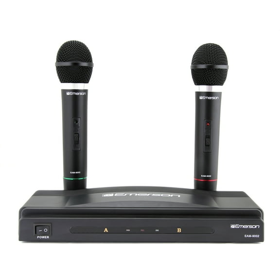 Emerson EAM-9002 Professional Dual Wireless Microphone System, Black