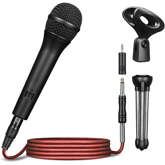 Professional Dynamic Microphone for Singing Karaoke Microphone with 16ft XLR to 1/4'' Audio , Vocal Handheld Mic for Podcast Mixer Amplifier PA System