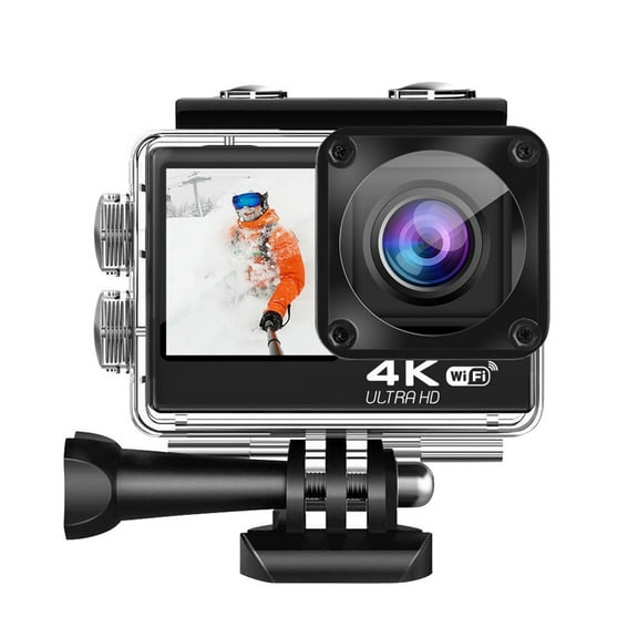 Professional EIS Action Camera 4K, 60fps 24MP WiFi 2.0'', Dual Touch LCD Screen Waterproof Camera, 4X Zoom Video Recorder Sport Cameras ,Easy to Use