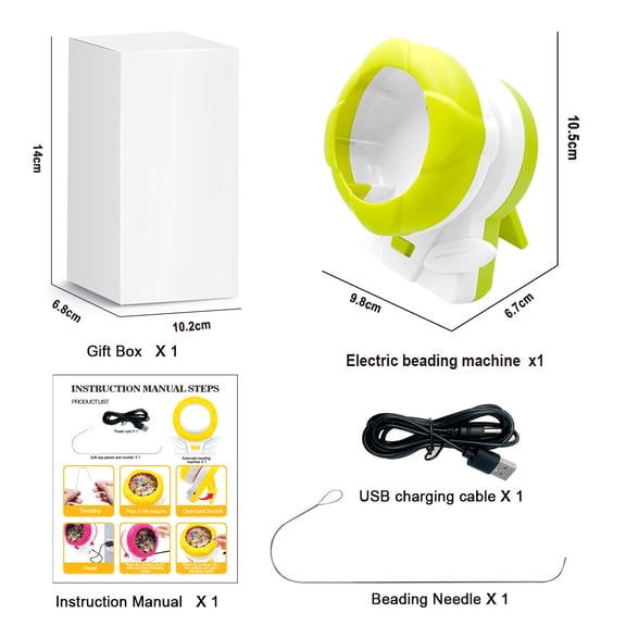 Professional Electric Bead Spinner for Jewelry Making, Automatic Clay Bead Loader with USB, DIY Bracelet Maker Machine for Seed Beads, Creative Arts and Crafts Kit for Kids & Adults, Yellow