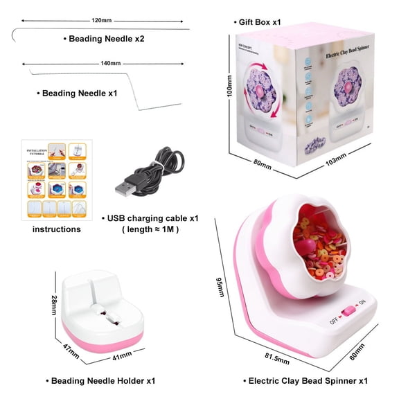 Professional Electric Bead Spinner for Jewelry Making, Automatic Clay Bead Stringing Machine with Curved Needles, Portable Seed Bead Loader Tool for DIY Bracelets, Necklaces and Waist Beads