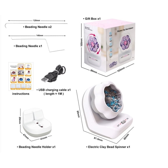 Professional Electric Bead Spinner for Jewelry Making, Automatic Clay Bead Stringing Machine with Curved Needles, Portable Seed Bead Loader Tool for DIY Bracelets, Necklaces and Waist Beads