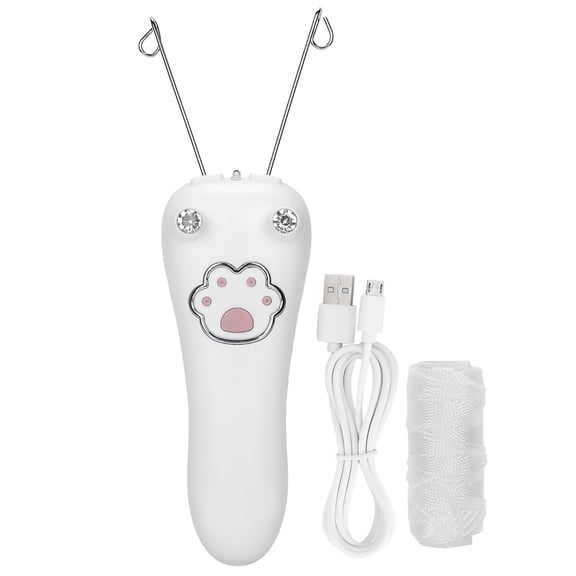 Professional Electric Cotton Thread Epilator Facial Threading Device Hair Remover Safe Physical Removal Tool for Women, 10 Inches / 25.4 cm White