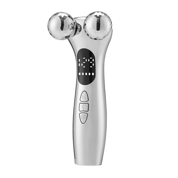 Professional Electric Facial Roller Massager with Smart LED Display, 3D Y-Shaped Contouring Tool for Personal Wellness and Skincare Routines, Portable Multi-Mode Body Care Wand, Silver