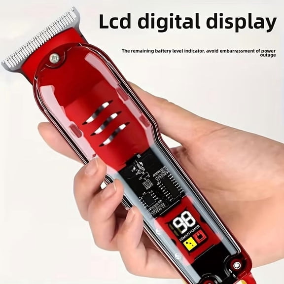 Professional Electric Hair Clipper for Men - USB Rechargeable Trimmer for Hair, Beard & Body Grooming - Precision Cutting Tool with Red Design