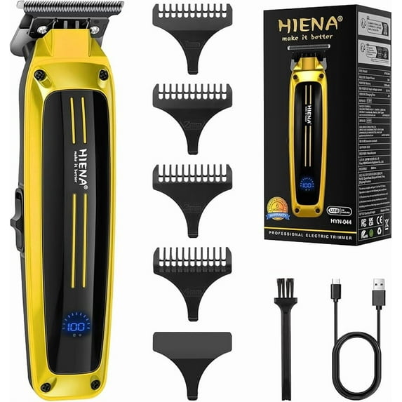 Professional Electric Hair Trimmer for Men, Cordless Clipper Barber Haircut Tool with USB, Rechargeable T-Blade Precision Beard Trimmer, Perfect Gifts for Men(Black)