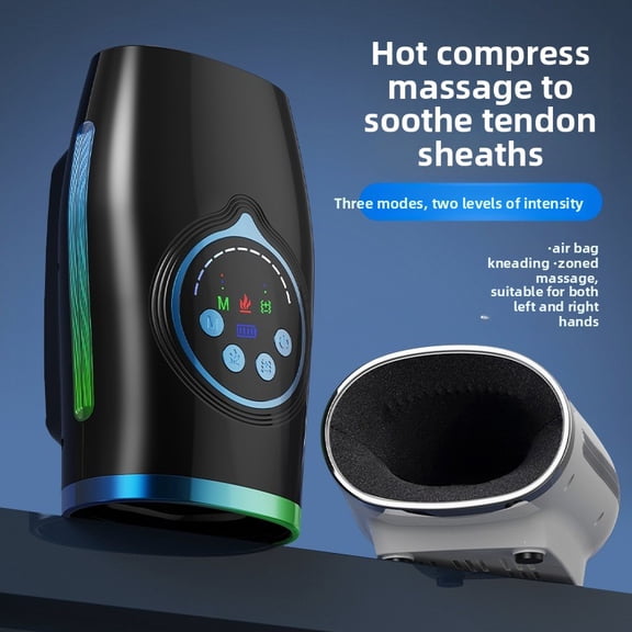 Professional Electric Hand Massager with Air Compression and Heat, Cordless Palm and Finger Wellness Device with Multi-Level Intensity, Portable Rechargeable Tool for Deep Tissue Comfort