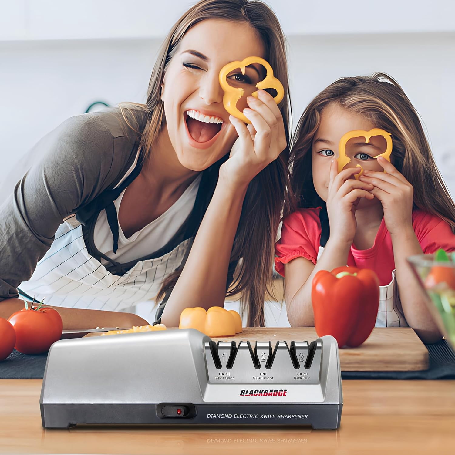 Professional Electric Knife Sharpener with 3-Stage  Abrasives for Kitchen Knives