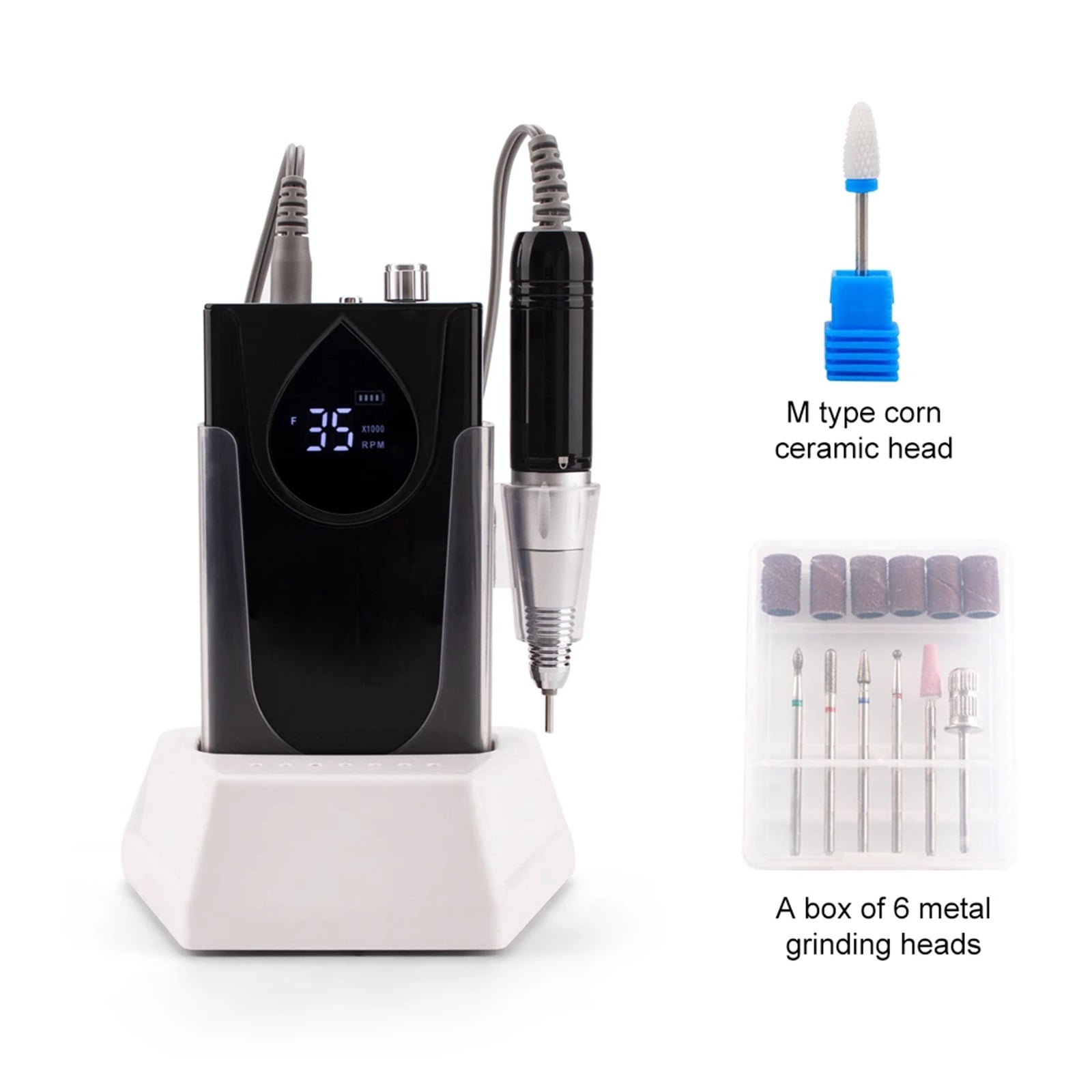 Professional Electric Manicure Nail Drill Machine 35000 RPM Portable Rechargeable Cordless Efile Aluminum Alloy For Salon Use