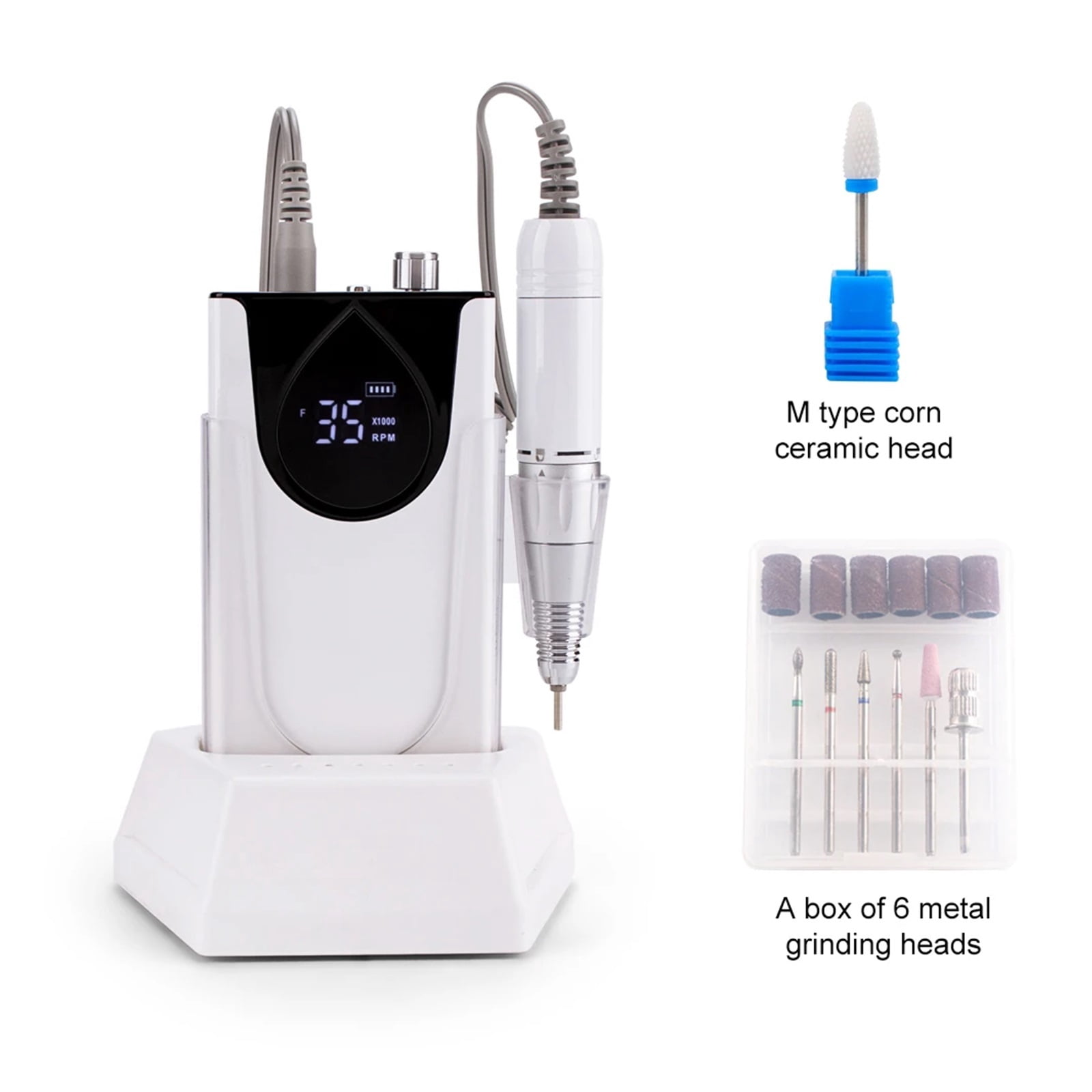 Professional Electric Manicure Nail Drill Machine 35000 RPM Portable Rechargeable Cordless Efile Aluminum Alloy For Salon Use