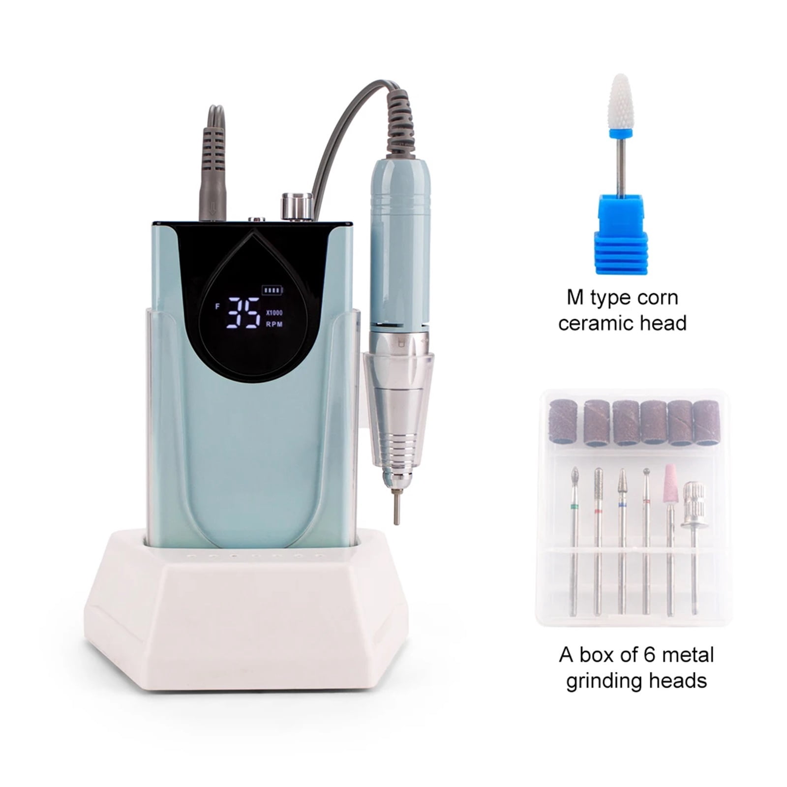 Professional Electric Manicure Nail Drill Machine 35000 RPM Portable Rechargeable Cordless Efile Aluminum Alloy For Salon Use