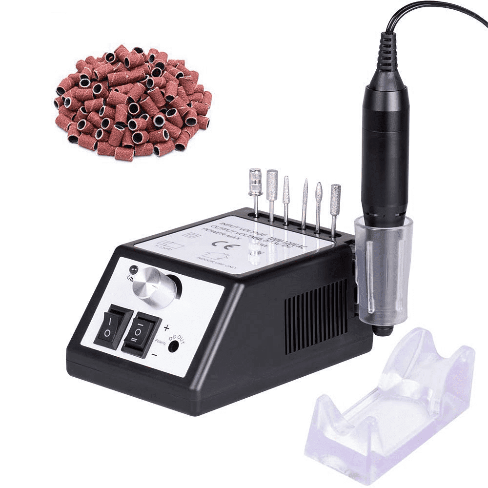 Professional Electric Nail Drill Kit, 20000 RPM Manicure Pedicure Machine with 6 Bits & 100 Sanding Bands,Black