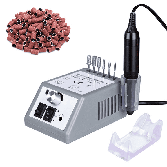 Professional Electric Nail Drill Kit 20000 RPM w/ 6 Bits & F/R Switch for Gel/Ac,grey