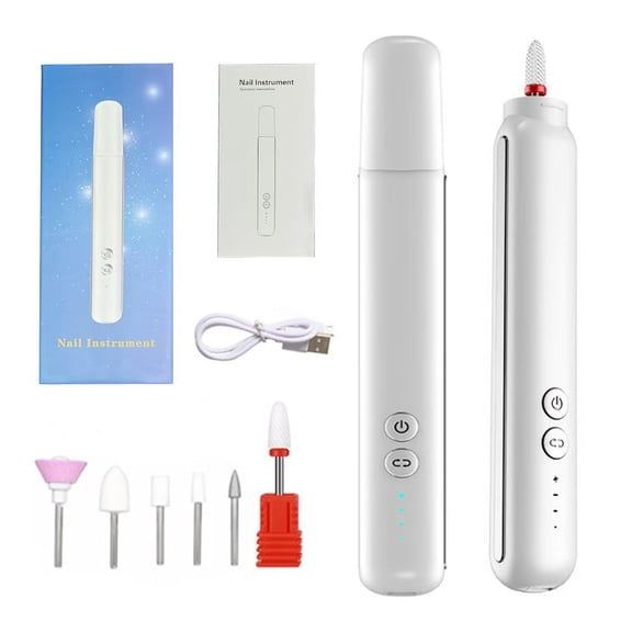 Professional Electric Nail Drill Kit, Rechargeable Manicure & Pedicure Tool with 11 Drill Bits & Sanding Bands for Acrylic, Gel Nails, Polishing, and Shaping
