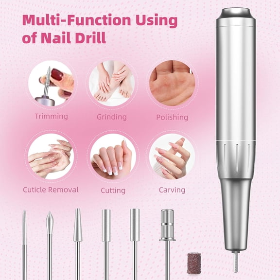 Professional Electric Nail Drill Machine,  Portable 50000 RPM Nail Drill Tools Kit Supplies with Accessories for Women High Speed Nail File Art Tools for Nail Techs or Salon Home