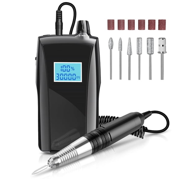 Professional Electric Nail Drill Machine - Portable, Low Noise, Sander File Kit,black