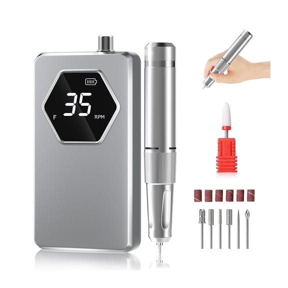 Professional Electric Nail Drill Machine, Portable Rechargeable 35000RPM Nail Drill With HD Screen, Manicure Polishing Shape Tools ,Easy to Operate