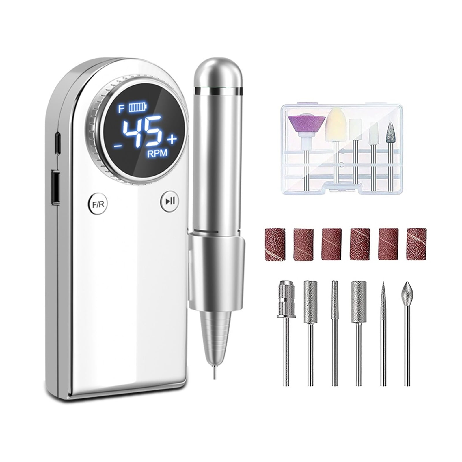 Professional Electric Nail Drill Machine, Portable Rechargeable 45000RPM Nail Drill For Acrylic Gel Nails, Manicure Polishing Tool ,Low Noise