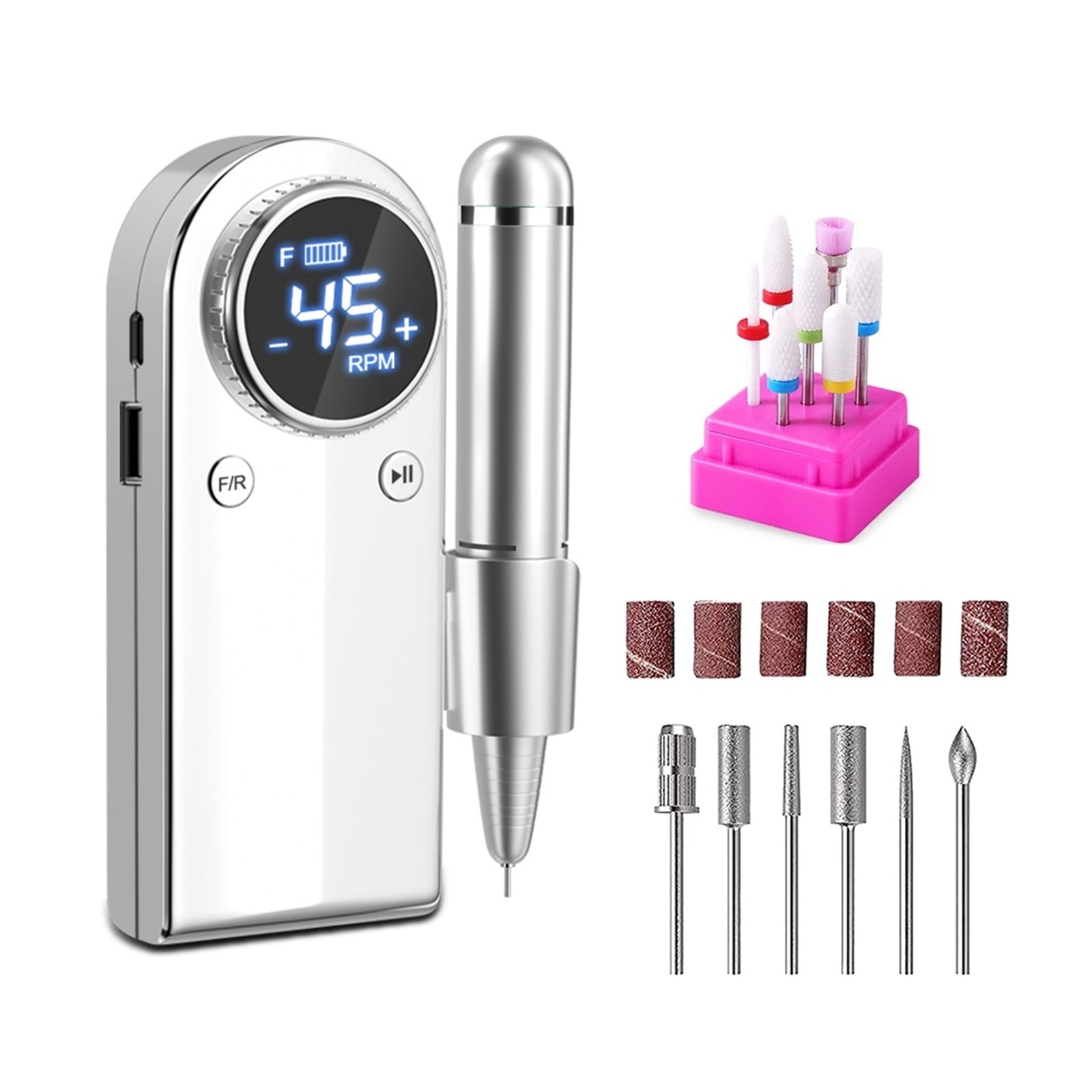 Professional Electric Nail Drill Machine, Portable Rechargeable 45000RPM Nail Drill For Acrylic Gel Nails, Manicure Polishing Tool ,Low Noise