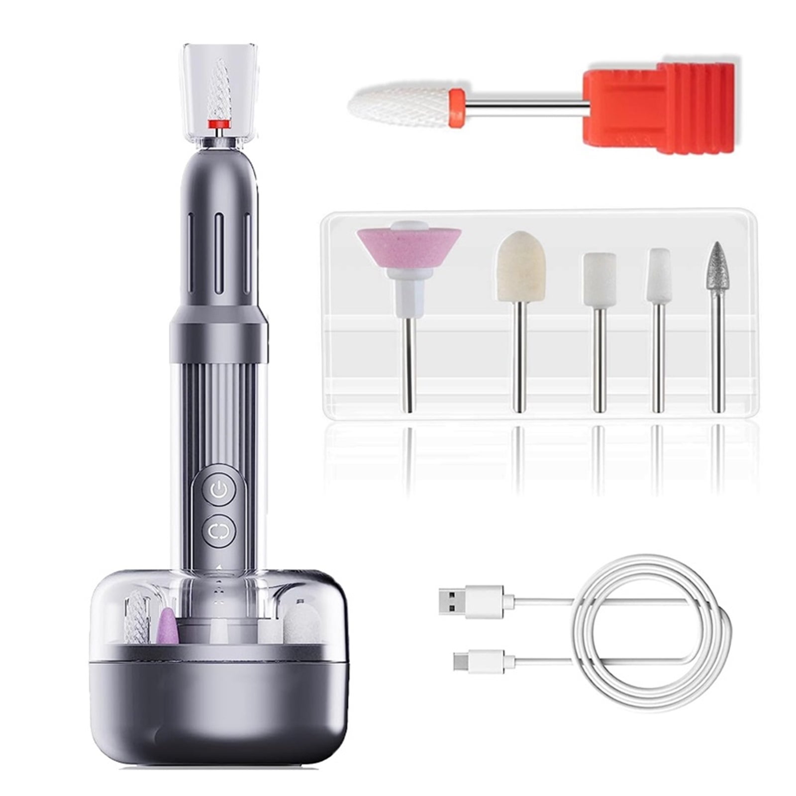 Professional Electric Nail Drill Manicure Machine, Portable Rechargeable Nail Sander Nail Tools For Home Stable Six Gears ,Low Noise