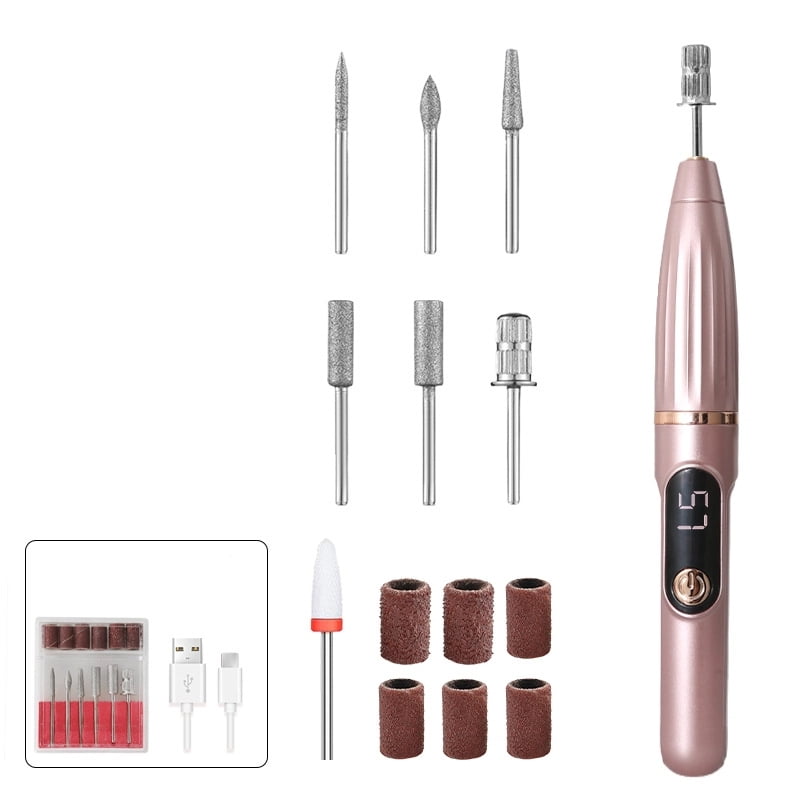 Professional Electric Nail Drill Set Cordless Rechargeable Manicure Pedicure File Kit High-Speed Nail File Set for Home ＆ Salon Nail Buffer Manicure Pedicure Polishing Tools